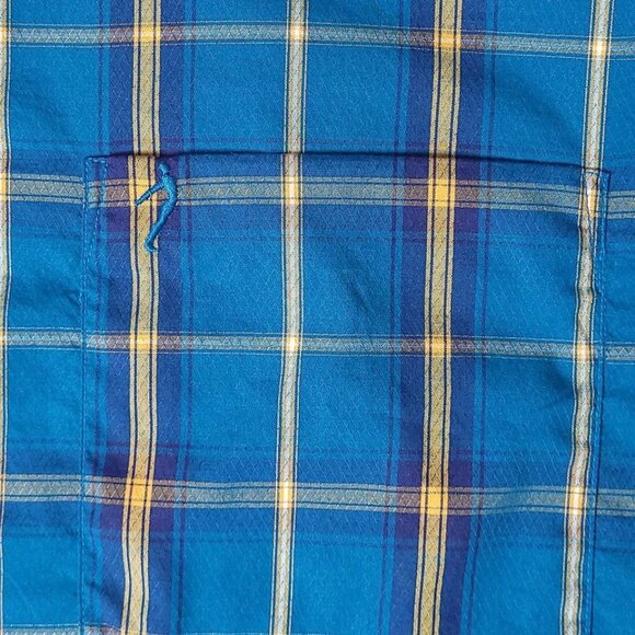 INDIAN TERRAIN Slim Fit Teal Plaid Cotton Tencel Long Sleeve Shirt Size Large - Picture 4 of 9